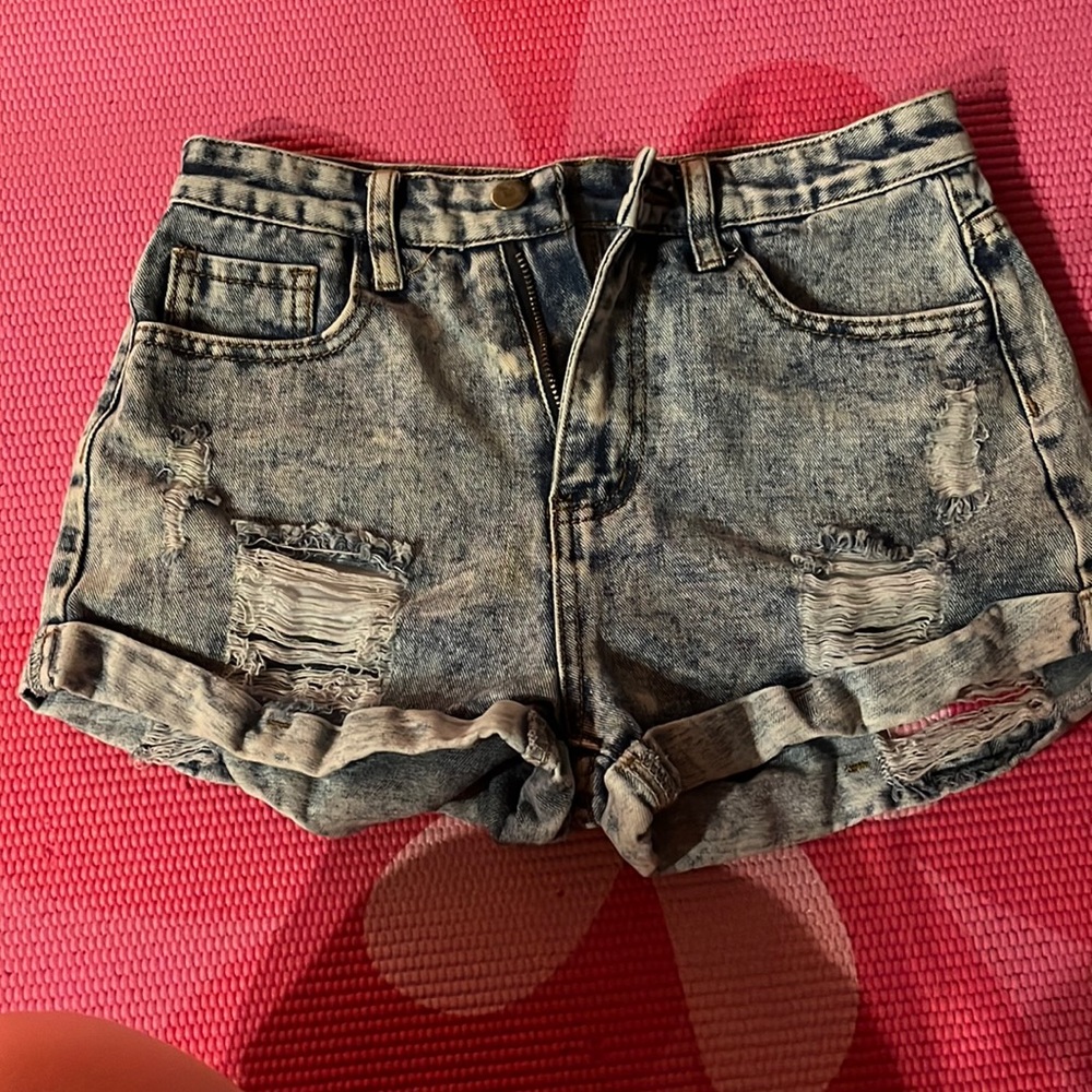Acid wash shorts
